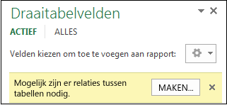 De knop Maken verschijnt als een relatie noodzakelijk is