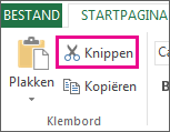 De opdracht Knippen in de groep Klembord