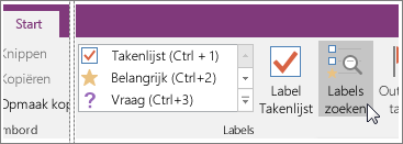 Schermafbeelding van de knop Tags zoeken in OneNote 2016