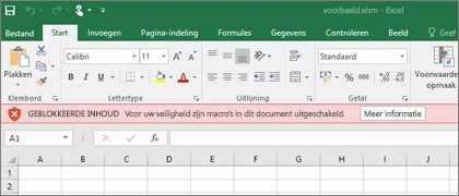 Als u probeert om een bestand vanaf een verdachte locatie te openen, worden eventuele macro's in het bestand geblokkeerd in Office.