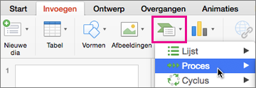 SmartArt invoegen op het tabblad Invoegen