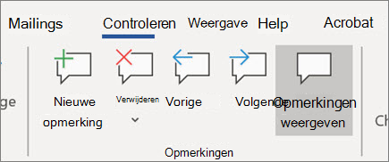 Opmerkingen weergeven in Word