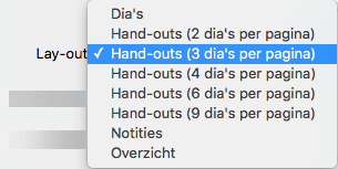 Indeling Hand-out selecteren in het dialoogvenster Afdrukken
