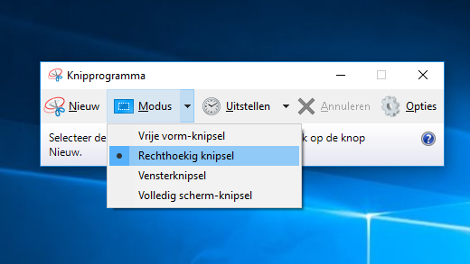 Opties voor de modus Knipprogramma
