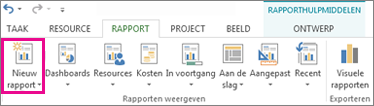 Knop Nieuw rapport op het tabblad Rapport