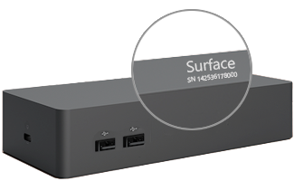 Serienummer op Surface Dock