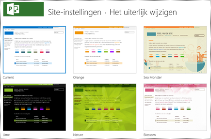 Wijzig het menu Uiterlijk met site-ontwerpen in Project Online.