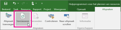 Knop Vernieuwen op het tabblad Afspraken