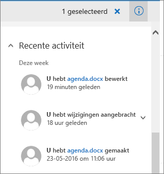 Lijst met recente activiteiten