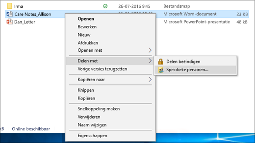 Een bestand delen met specifieke personen in een netwerk