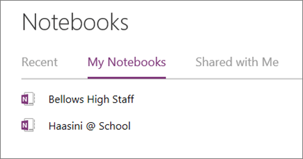 Personeelsnotitieblok in de sectie Mijn notitieblokken op webversie van OneNote