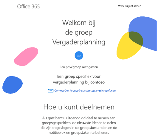 Afbeelding van welkomstbericht voor groepsgasten