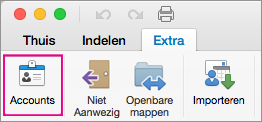 Klik op het tabblad Extra op Accounts
