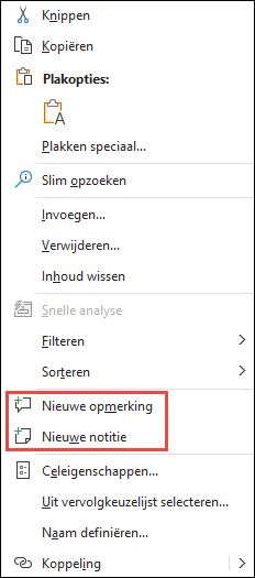 Afbeelding van het rechtsklik contextmenu in Excel