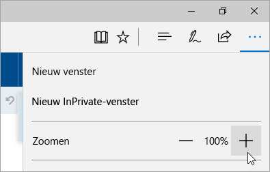 Een schermafbeelding van de instellingen en het menu Meer in Microsoft Edge