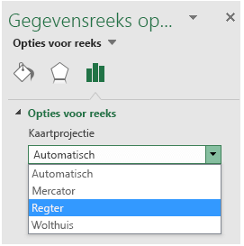 Opties voor projecties in Kaartgrafiek in Excel