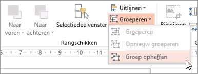 Groep opheffen selecteren in het menu Groep