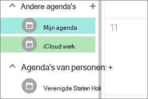 iCloud-agenda wordt weergegeven onder Andere agenda's in Outlook-webversie