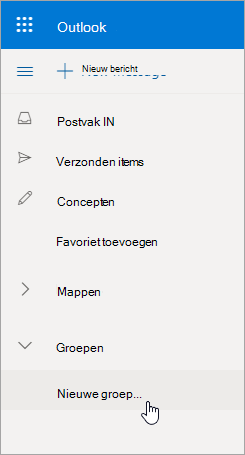 Nieuwe groepslocatie in Outlook.com mappenlijst