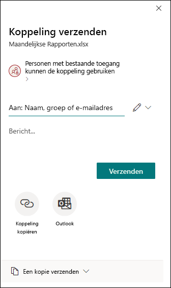 Dialoogvenster Delen in Excel