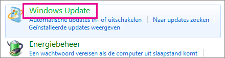 de koppeling windows update in het configuratiescherm