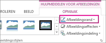 De opdracht Afbeeldingsrand op het tabblad Hulpmiddelen voor afbeeldingen - Opmaak