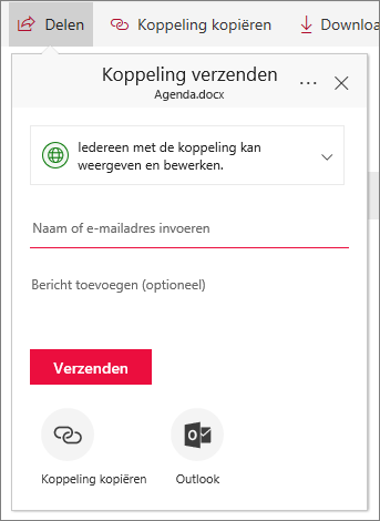 Een bestand of map delen in OneDrive voor Bedrijven