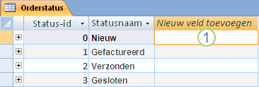 Gegevensblad met kolom Nieuw veld toevoegen in Access