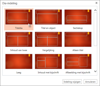 De indeling van een dia wijzigen