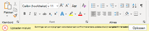 Uploaden is mislukt vanwege conflictbanner