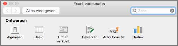 Office 2016 voor Mac, werkbalkvoorkeuren lint