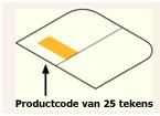 Label met productcode links in het doosje in de verpakking