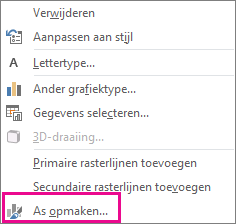 De opdracht As opmaken in het snelmenu