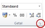 De knop Startpictogram voor dialoogvenster in groep Getal