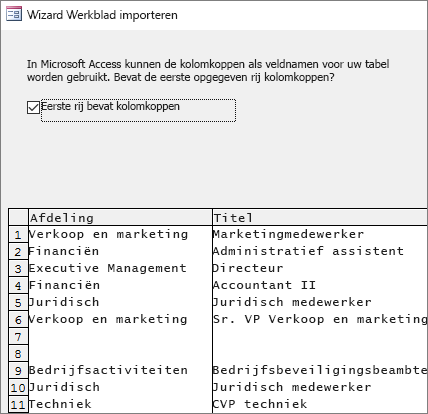 Gegevens uit Excel importeren