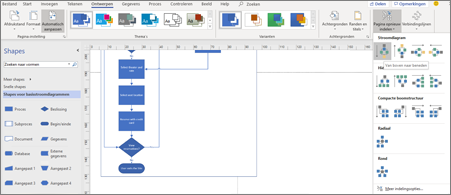 Stroomdiagram met verschillende ontwerp- en indelingsopties