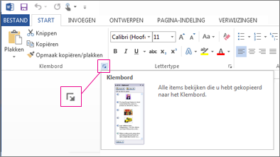 Het Klembord van Office openen in Word 2013