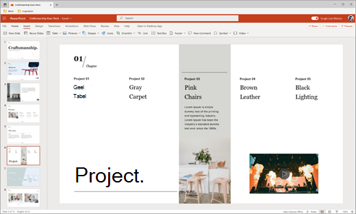 Een video invoegen vanuit PowerPoint Web schermafbeelding drie