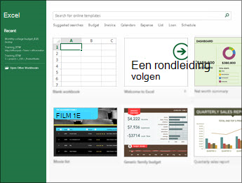 Enkele sjablonen die beschikbaar zijn in Excel