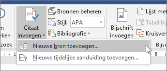 Wijs Bronvermelding invoegen aan en kies Nieuwe bron toevoegen