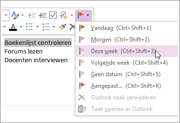 U kunt een taak maken die u in Outlook kunt bijhouden.