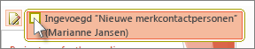 Een wijziging accepteren door het selectievakje in te schakelen