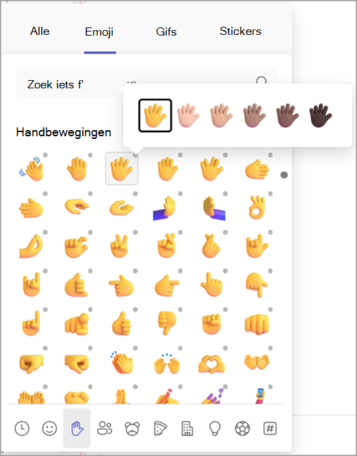 Schermopname die laat zien hoe u de huidskleur van uw emoji kunt wijzigen