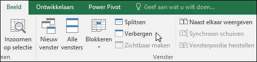 Een werkmap verbergen of weergeven in Weergave > Windows > Verbergen/zichtbaar maken