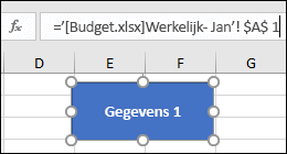 Shape geselecteerd om de naam van de koppeling weer te geven op de formulebalk