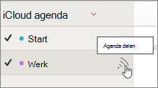 Pictogram Agenda delen in iCloud