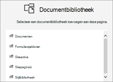 Een documentbibliotheek selecteren die u op een pagina wilt plaatsen