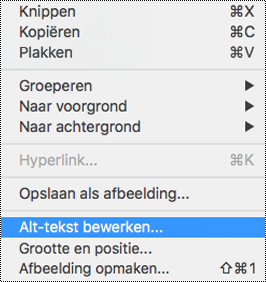 De optie bewerken alternatieve tekst in het snelmenu in PowerPoint voor Mac