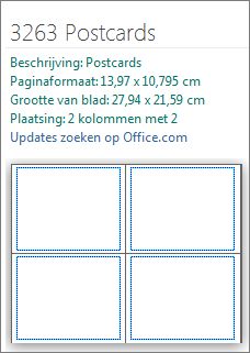 Sjabloonbeschrijving voor een Avery-briefkaartsjabloon.