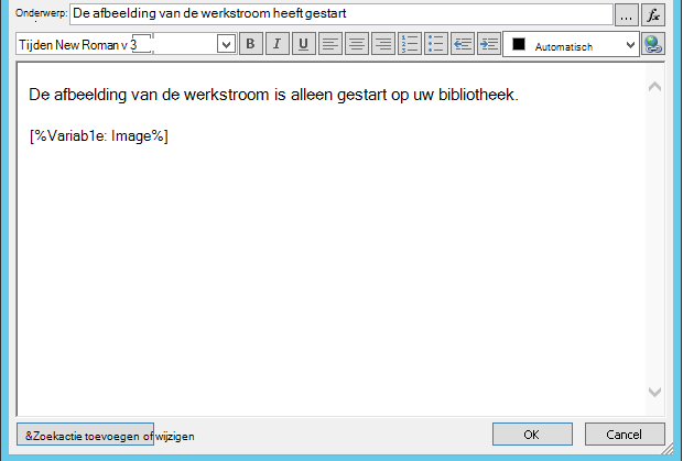 Werkstroom Email hoofdtekst mesage met afbeelding